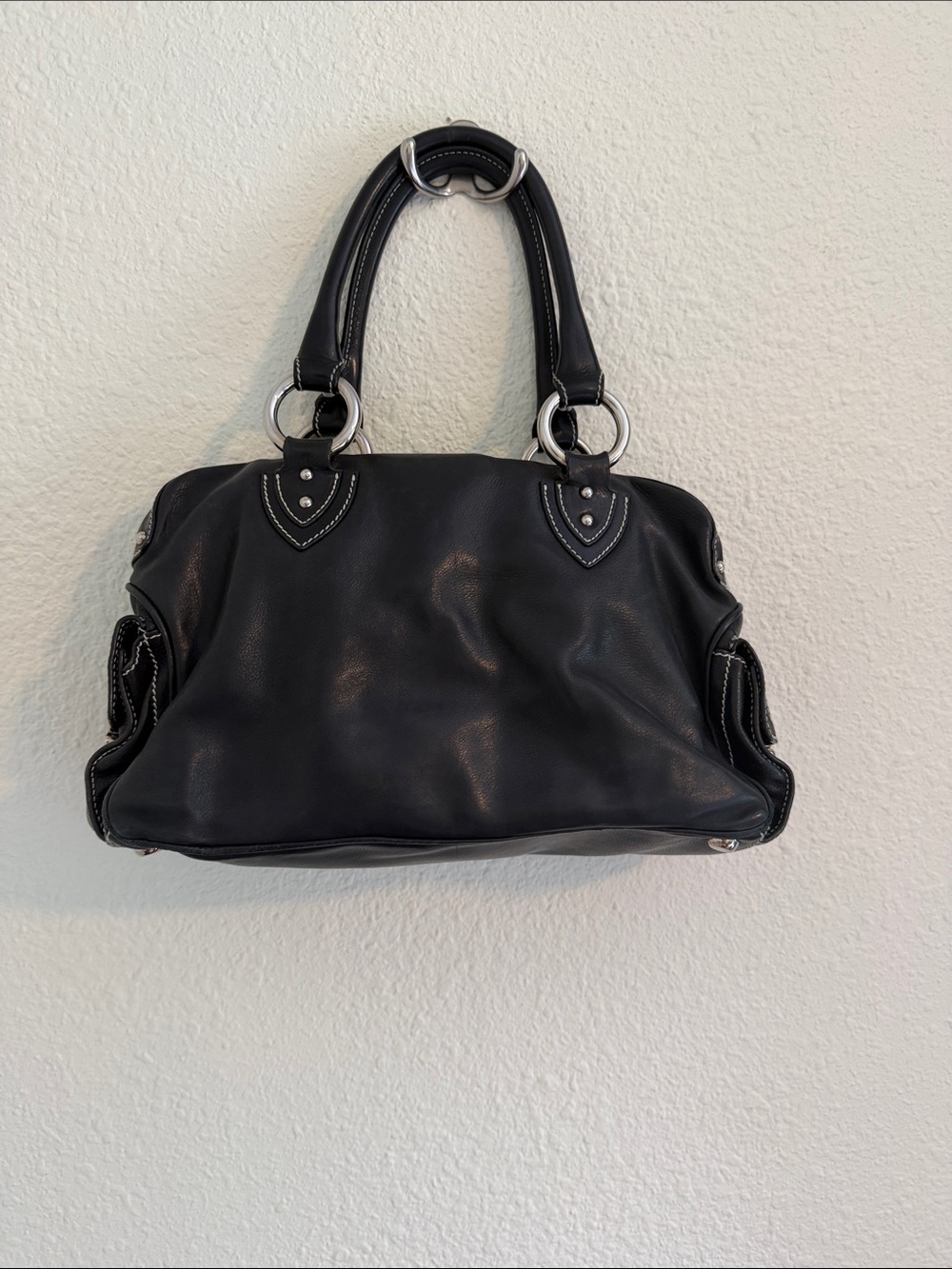 Vintage Y2K Marc Jacobs Black Leather Satchel Handbag - Picture 2 of 4